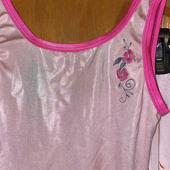 •DANSKIN NOW•GIRLS' PINK FLORAL SPARKLY LEOTARD & BALLERINA SKIRT SET SIZE 10/12 - Picture 8 of 12